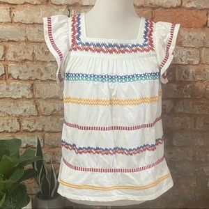 THML Embroidered Flutter Sleeve Top ~ NWOT